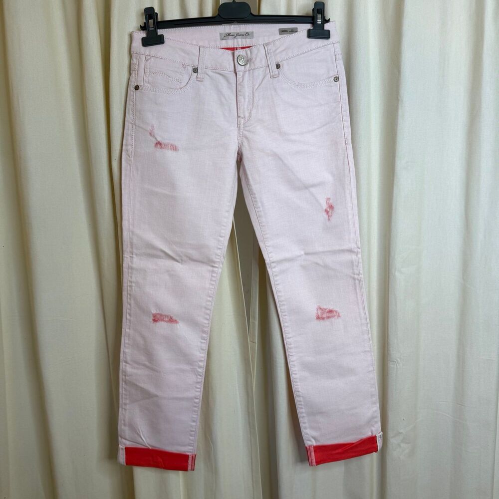NWT Mavi jeans Emma relax straight leg ankle distressed coral size 27 low rise
